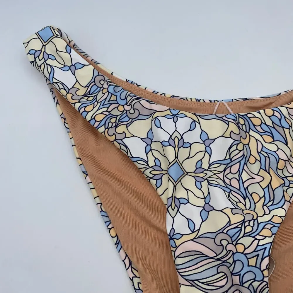 NWT J. Crew Floral Cheeky Curved Waist Bikini Swim Bathing Suit Bottom Small